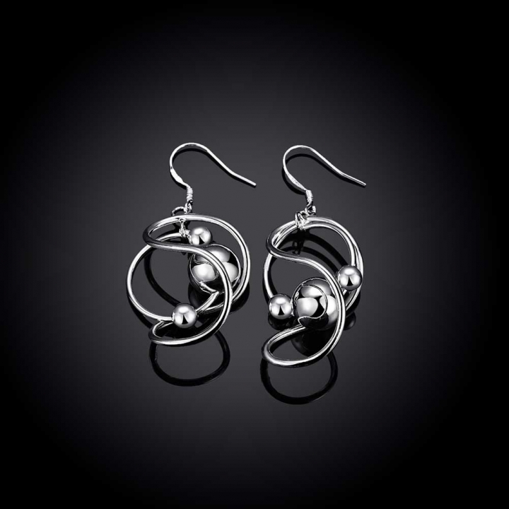 Hot Trendy Sliver Plated Number 8 Word Hanging Bead Drop Earrings for Women Chic Accessories