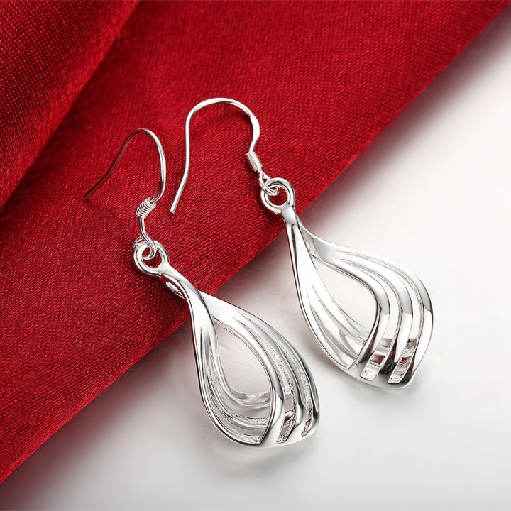 Water Drop Earrings For Women Fashion Third-line Ripple Dangle Jewelry Earrings