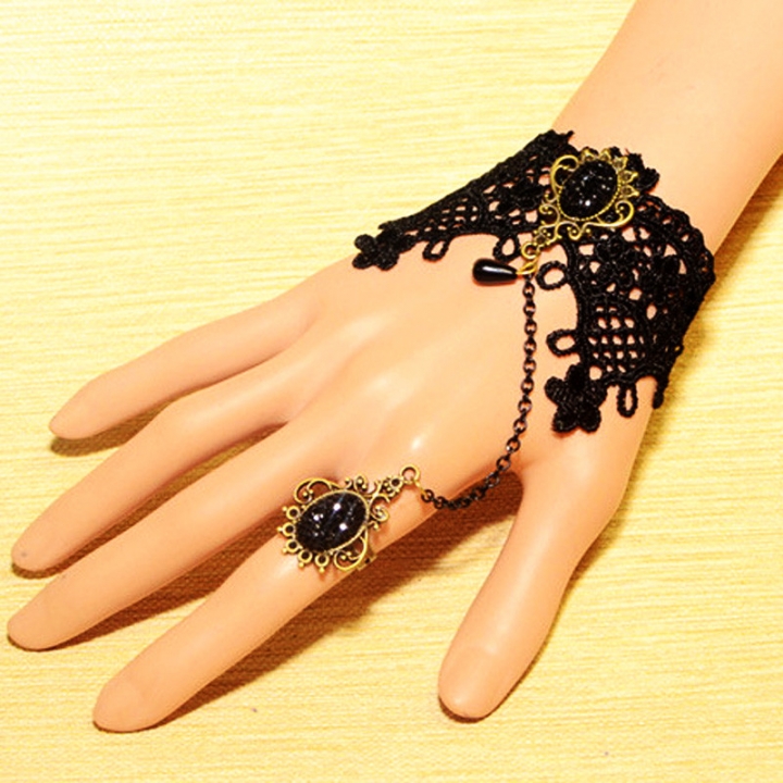 Vintage Black Lace Bracelets &amp; Bangles For Women Accessories Gothic Jewelry