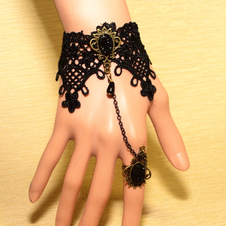Vintage Black Lace Bracelets &amp; Bangles For Women Accessories Gothic Jewelry