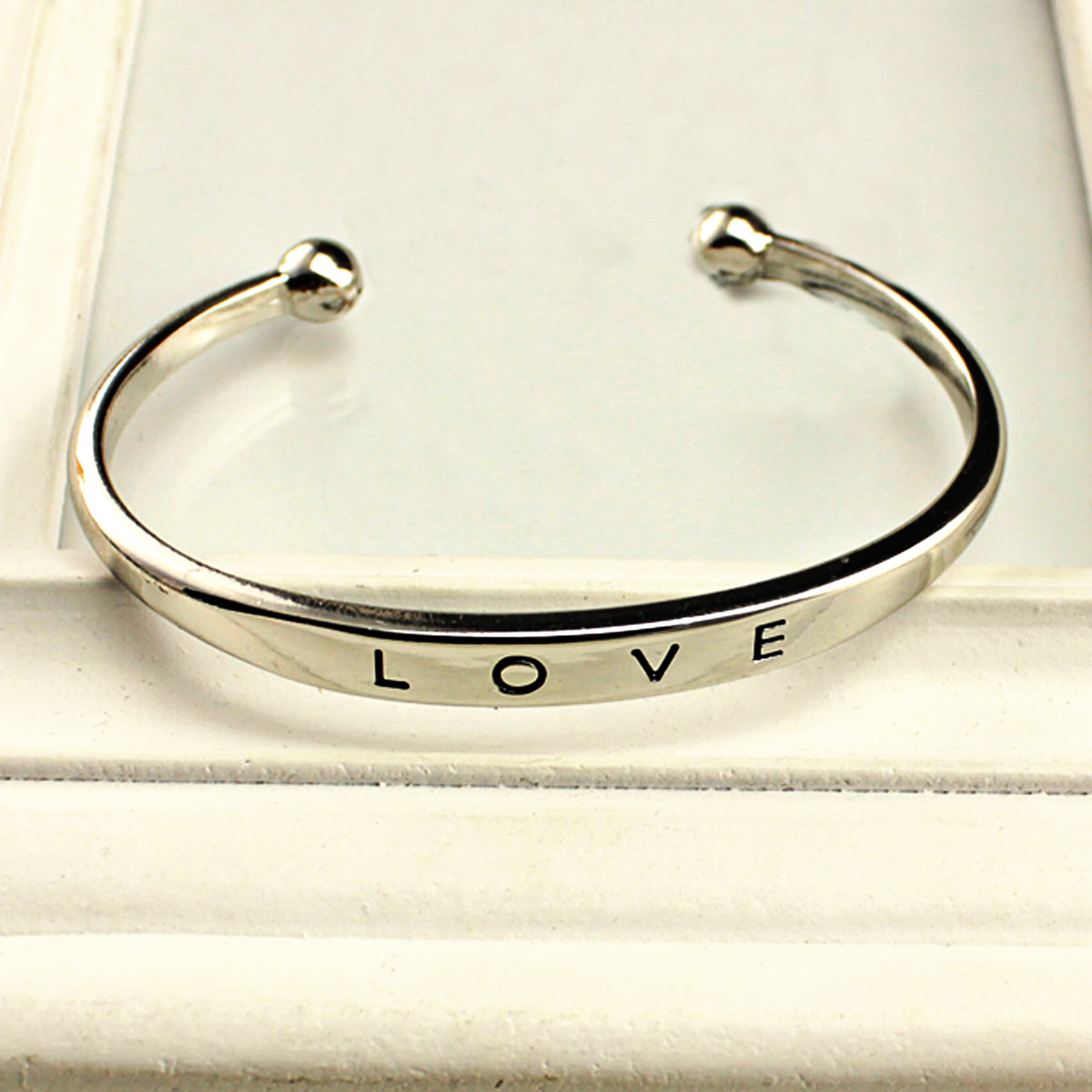 2PCS Fashion Hot Women Gold/Silver Plated LOVE Bracelet  Stainless Steel Cuff Bangle