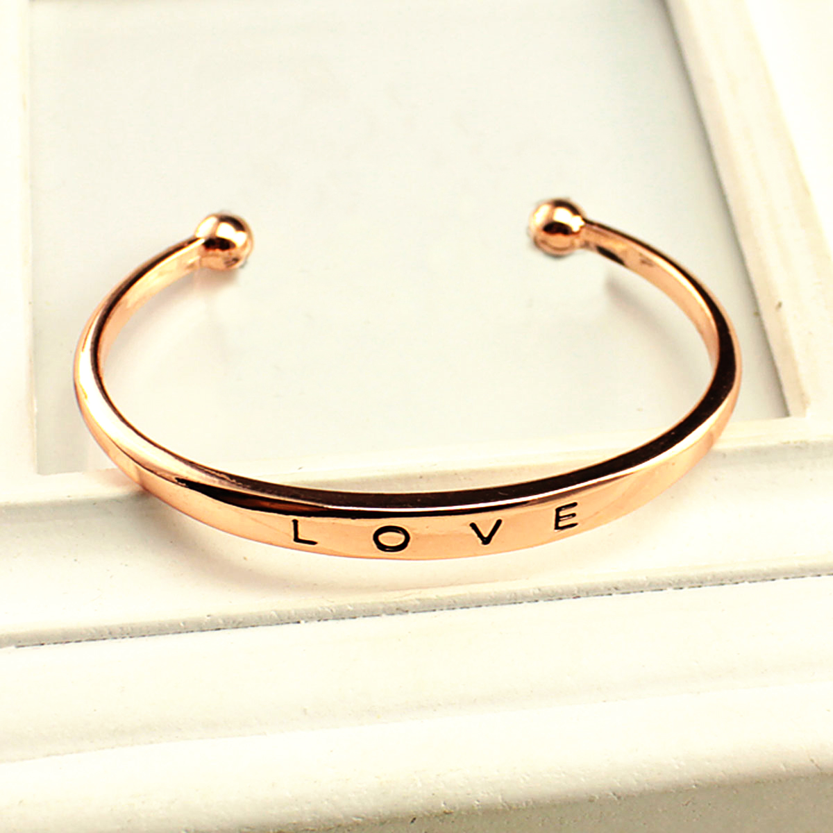 2PCS Fashion Hot Women Gold/Silver Plated LOVE Bracelet  Stainless Steel Cuff Bangle
