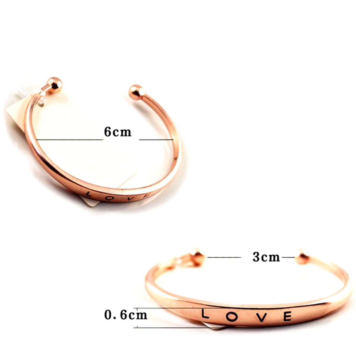 2PCS Fashion Hot Women Gold/Silver Plated LOVE Bracelet  Stainless Steel Cuff Bangle