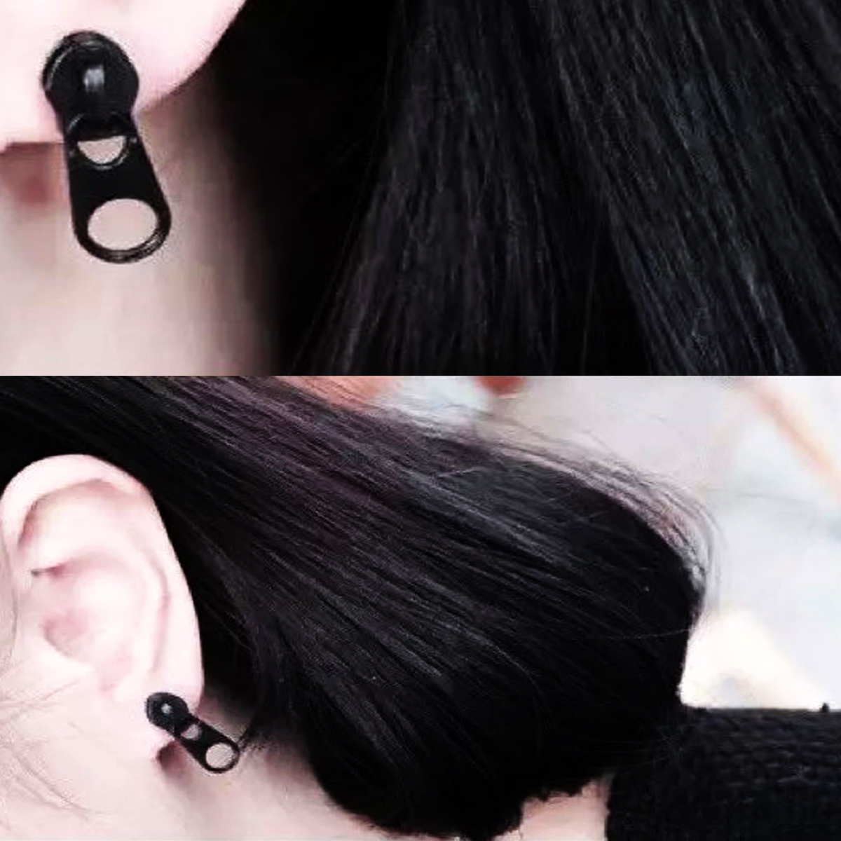 Fashion Alloy Stud Pin Funky Zipper Stud Earrings for Men's and Women's