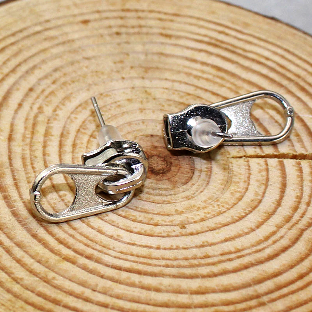 Fashion Alloy Stud Pin Funky Zipper Stud Earrings for Men's and Women's