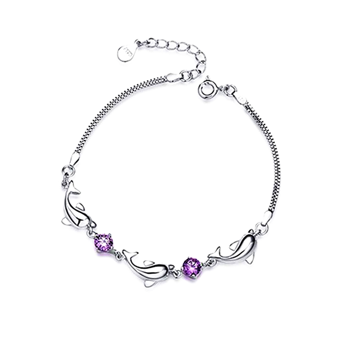 2017 Chic Design Silver Color Strass Bracelets for Women Natural Crystal Dolphin Chains Bracelets