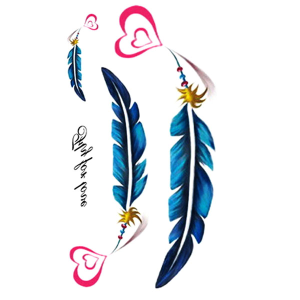 1pc  Cool Colorful Feather Tattoo Stickers Waterproof Temporary Tattoo Body Art