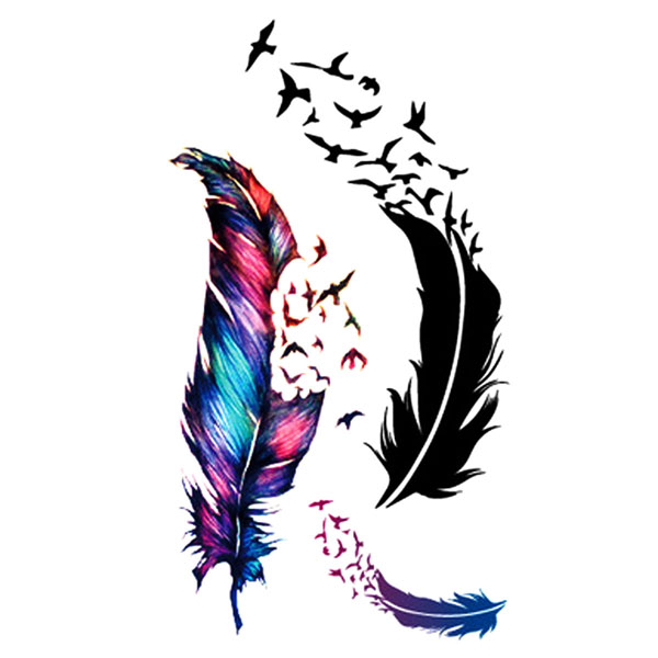 1pc  Cool Colorful Feather Tattoo Stickers Waterproof Temporary Tattoo Body Art view 2