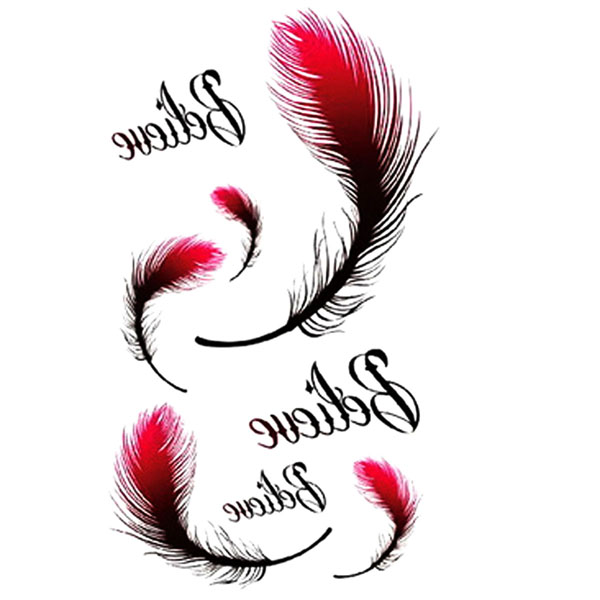 1pc  Cool Colorful Feather Tattoo Stickers Waterproof Temporary Tattoo Body Art view 3