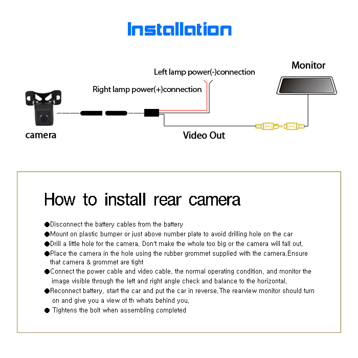 ouchuangbo HD rear view back up parking camera with waterproof night vsion Reverse cam