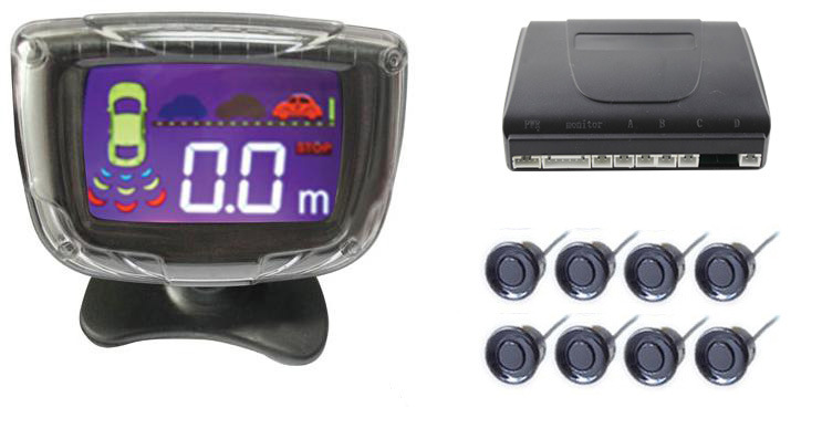 ouchuangbo Car LCD Display Parking 8 Sensor Monitor Reversing Backup Radar Assistance Buzzer Alarm
