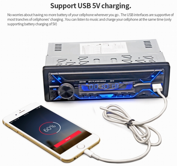 Ouchuangbo multi colour car multi MP3 media player support music player USB AUX SD