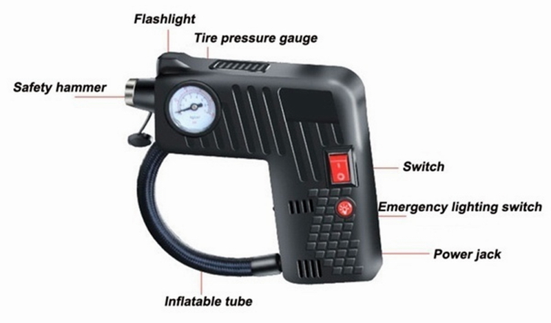 Ouchuangbo 12V portable air inflator compressor  Cordless For Motorcycle Electric Auto Car Bike