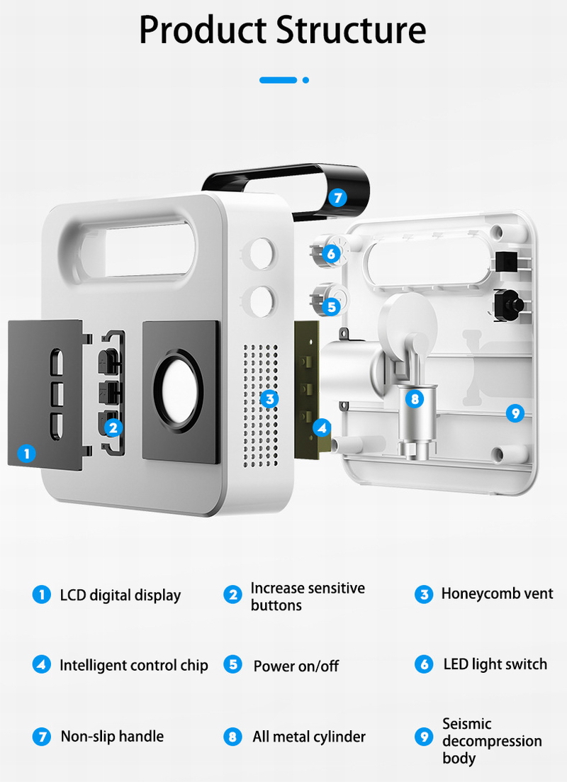 Ouchuangbo Digital Display DC 12V Car Portable Inflator Pump Electric Intelligent  Air Compressor