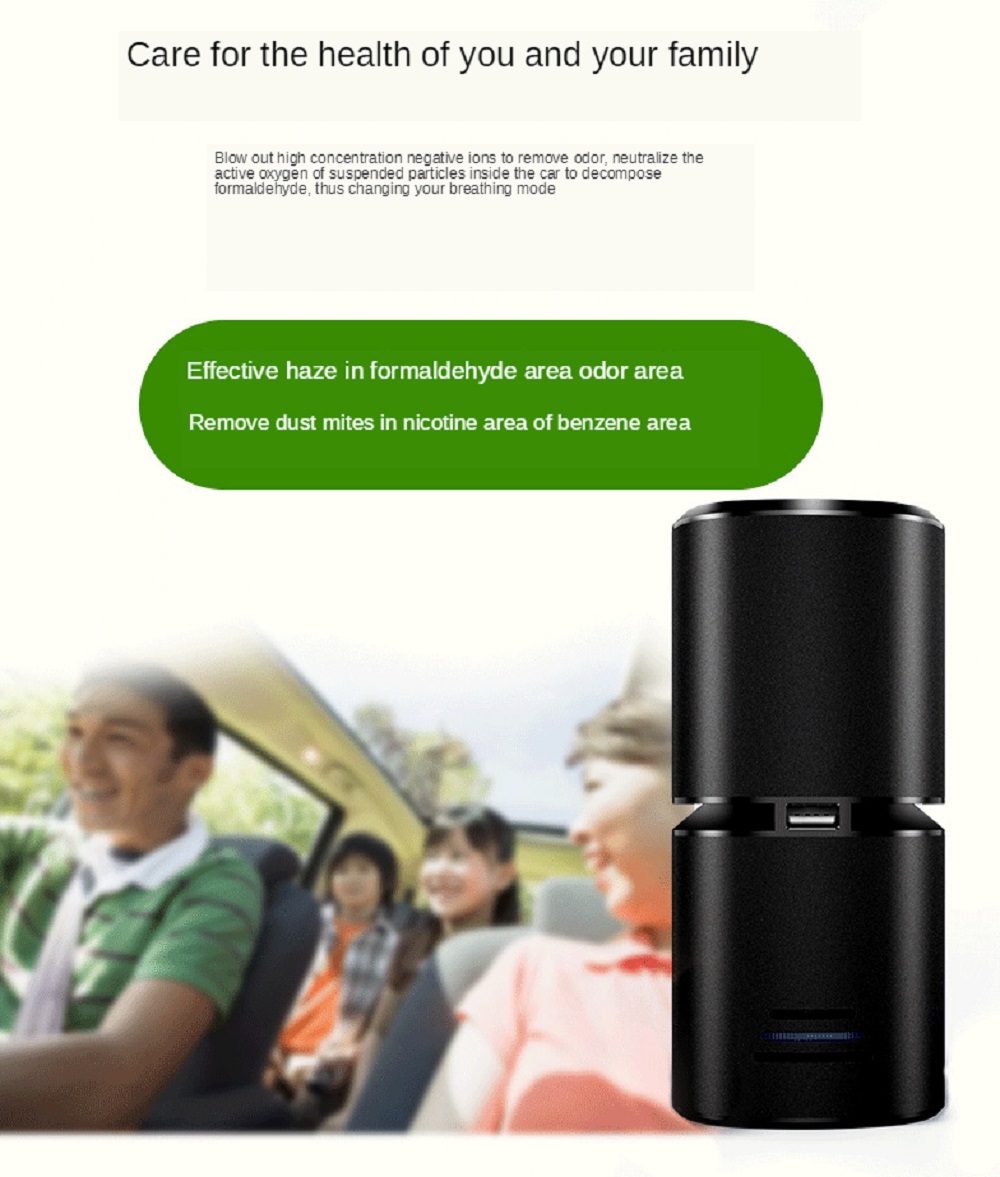 ouchuangbo Car air purifier portable negative ion purifier dual USB car home office air freshener