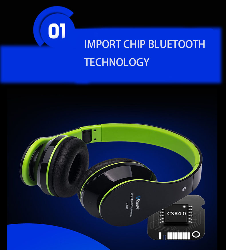 wireless Bluetooth headset Wearing style Insert TF card stereo FM Radio Foldable Mobile phone new