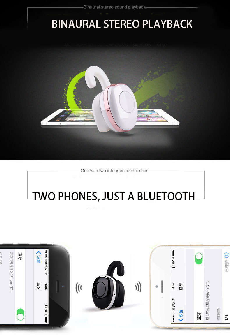 Mini Bluetooth headset  4.1 tiny fashion wireless Earplugs Hanging ear style movement Car General