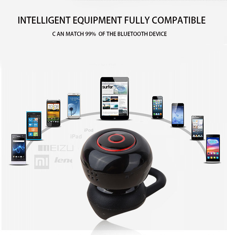wireless Mini Bluetooth headset Hanging ear style tiny Invisible Car In Ear plug type 4.1 General