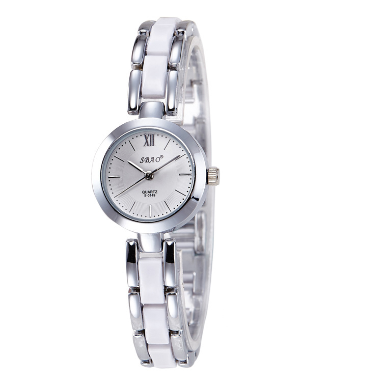 Ms Square Watch Leisure Fashion Trend Female Models White Imitation Ceramic Student Retro Belt Watch