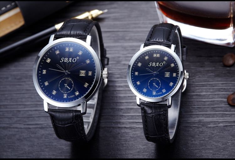 Calendar True Belt Fashion Men Watch Ultra Thin Fashion Student Ms Business Couple Watch
