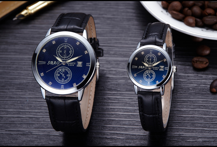 Double Calendar Couple On The table Fashion Student Retro Belt Watch Korean Version Boys Table