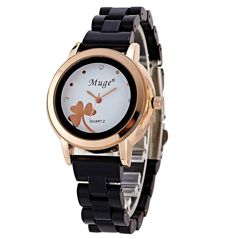 Diamond  Quartz watches Mickey Retro Clover Watch Ms white Imitation ceramic table