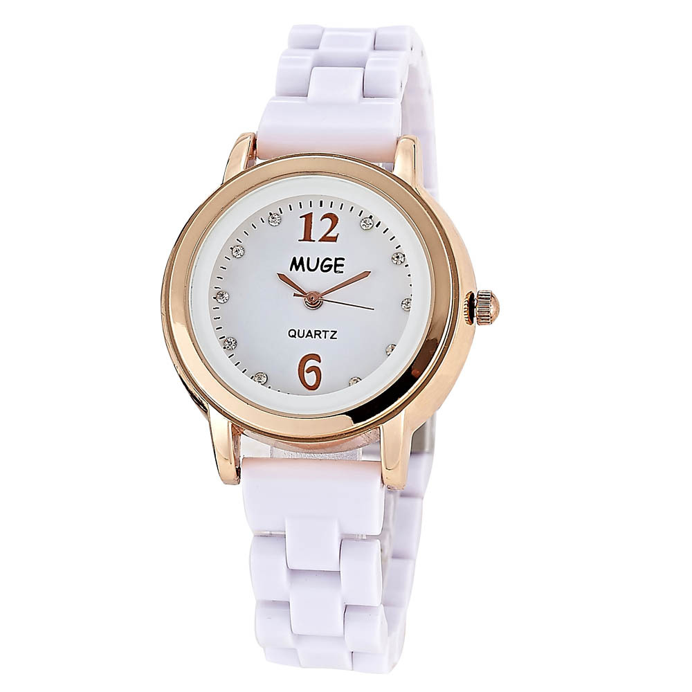 Diamond  Quartz watches Mickey Retro Clover Watch Ms white Imitation ceramic table