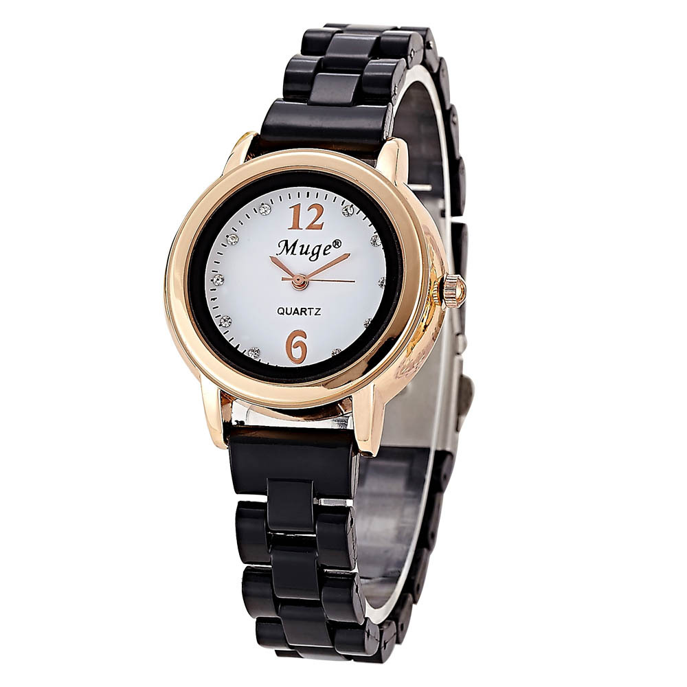 Diamond  Quartz watches Mickey Retro Clover Watch Ms white Imitation ceramic table