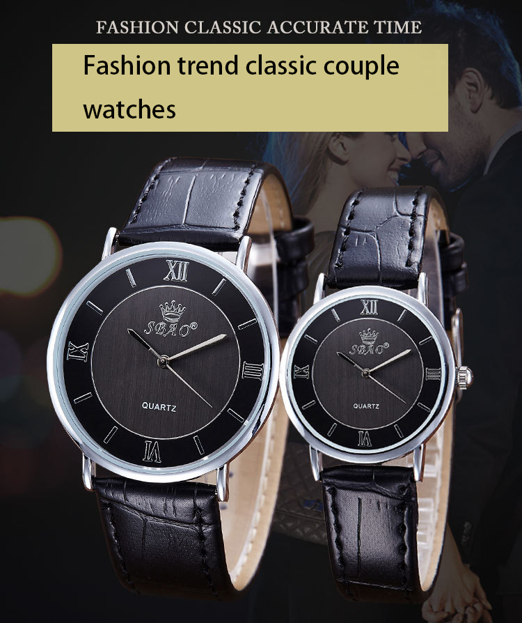 Couple Belt Business Upscale quartz On the table Genuine Leather Ultra thin Men waterproof Watch