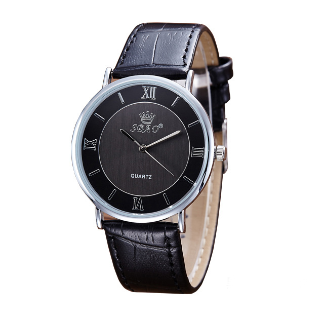 Couple Belt Business Upscale quartz On the table Genuine Leather Ultra thin Men waterproof Watch