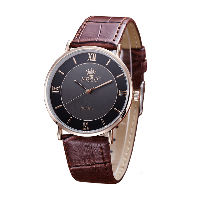 Couple Belt Business Upscale quartz On the table Genuine Leather Ultra thin Men waterproof Watch