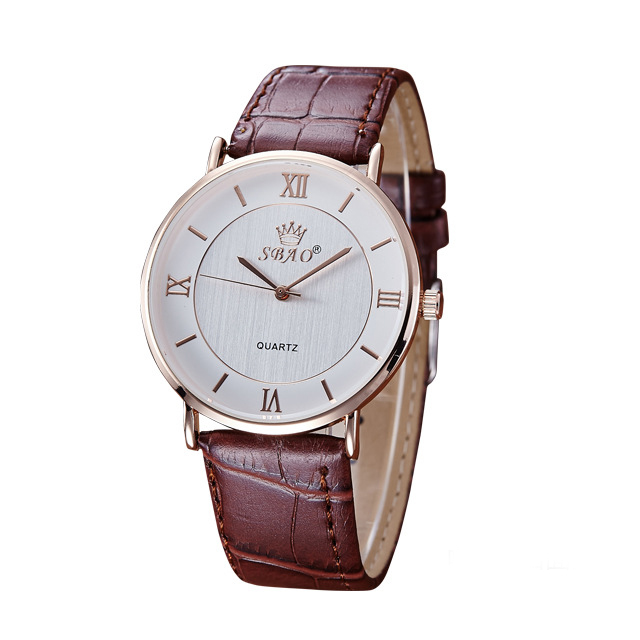 Couple Belt Business Upscale quartz On the table Genuine Leather Ultra thin Men waterproof Watch
