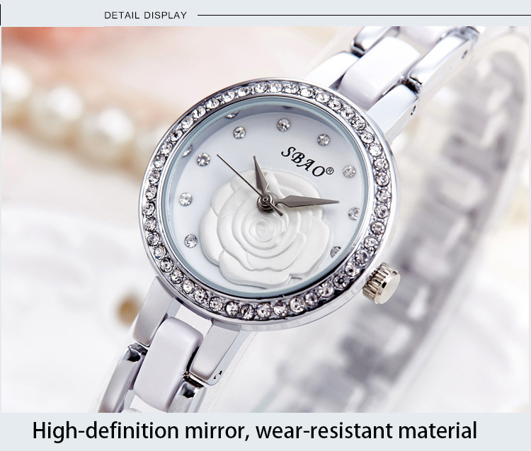 Camellia dial Ms Watch Fashion Trend Quartz Watches Life Waterproof Watch Diamond ladies Watch