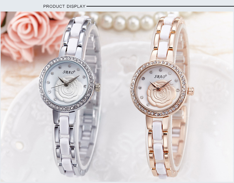 Camellia dial Ms Watch Fashion Trend Quartz Watches Life Waterproof Watch Diamond ladies Watch