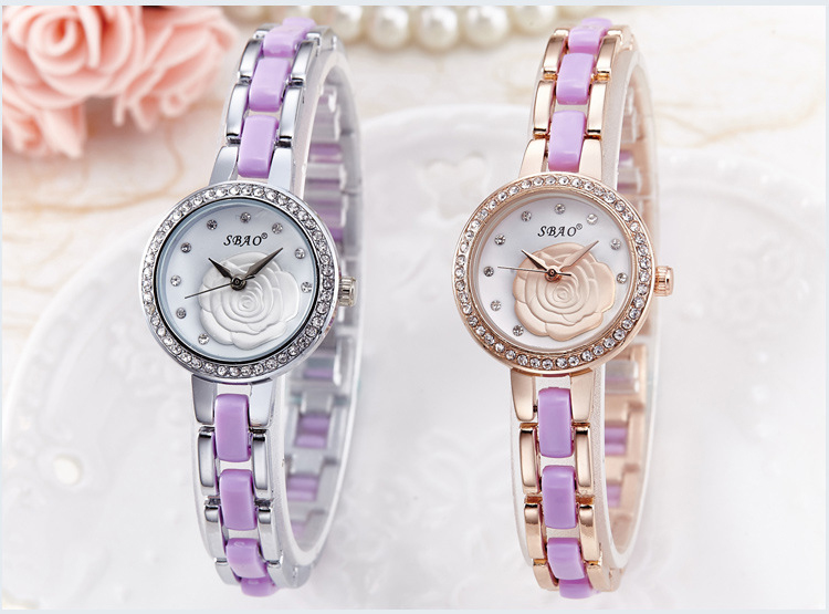 Camellia dial Ms Watch Fashion Trend Quartz Watches Life Waterproof Watch Diamond ladies Watch