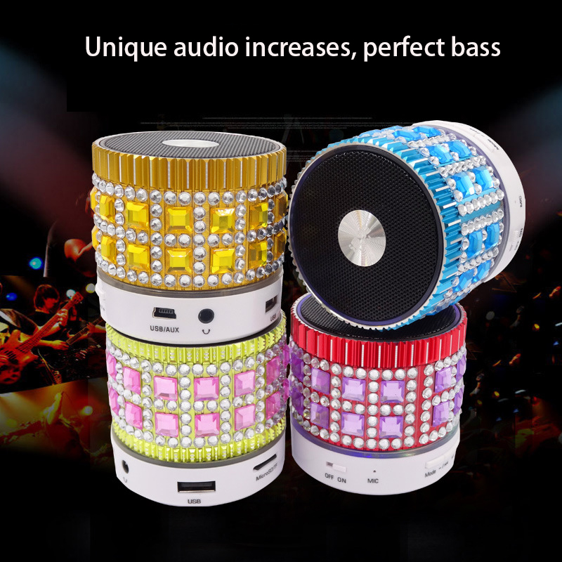 Card Mini Crystal Bluetooth Speaker Wireless Bass Led Small Sound