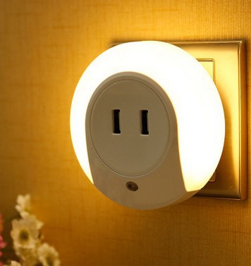 intelligent Double usb Charge Light control Night light Two Mobile phone Simultaneously Charge