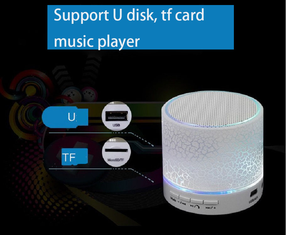 Glare crack Bluetooth Speaker Mini Portable Car led bass U disk Card music