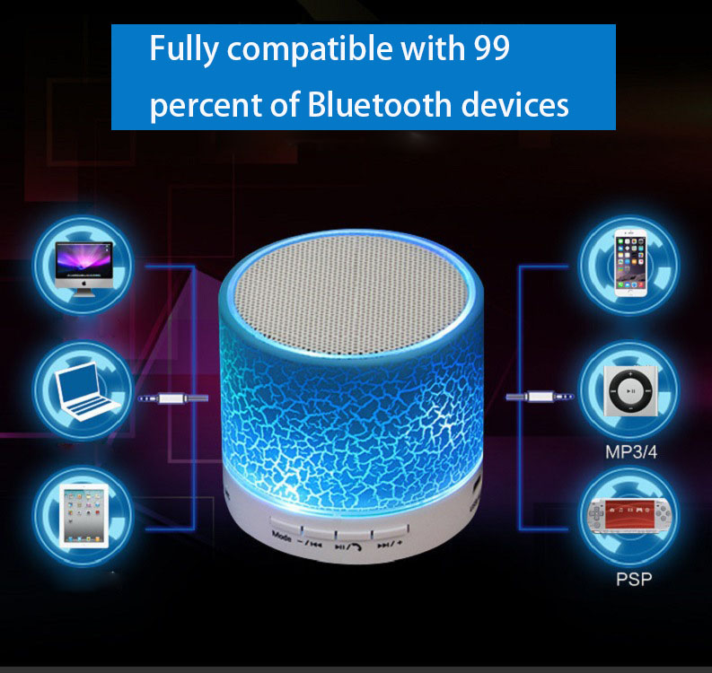Glare crack Bluetooth Speaker Mini Portable Car led bass U disk Card music