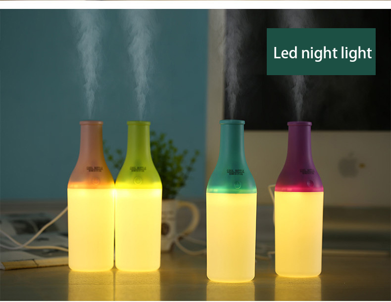 Mini USB Humidifier Creative Cool bottle Humidifier Warm light Night light Humidifier  Air Filter
