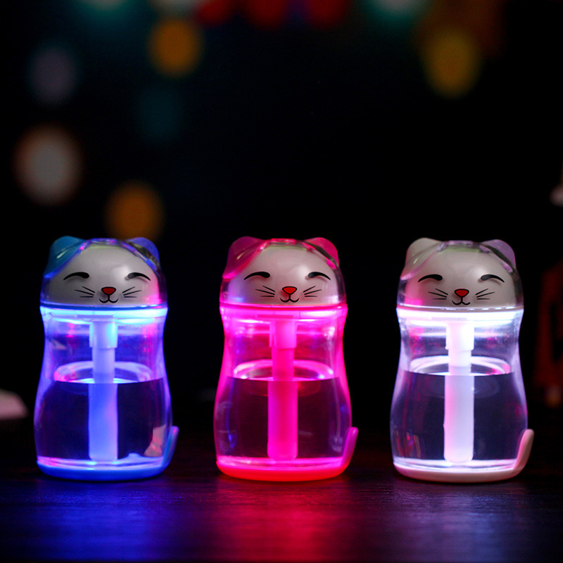 Lucky Cat Humidifier Mini USB Colorful Crystal Light Humidifier Creative Cartoon lovely Humidifier