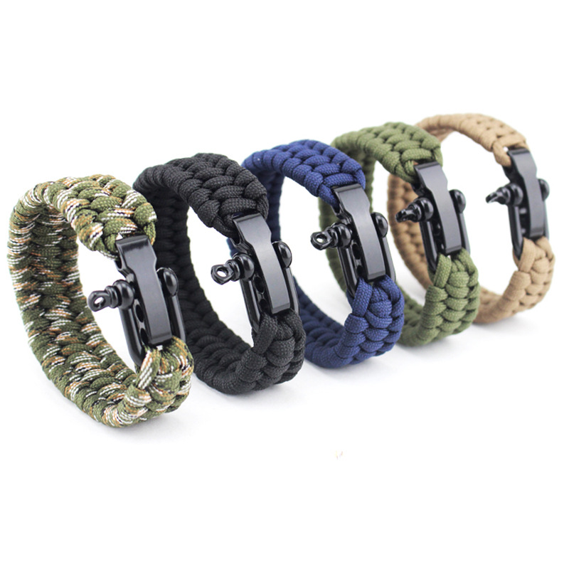 U type Steel buckle military rule Umbrella rope With adjustment survive Wristbands Bracelet