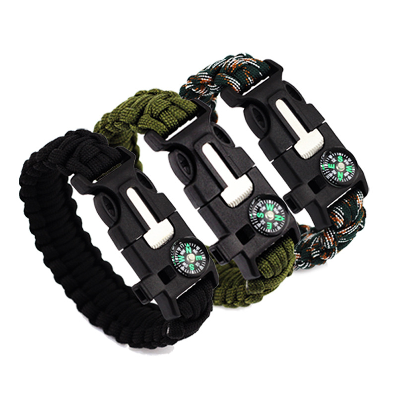Camping Emergency Life-saving Compass Seeking bracelet field Fire Bracelet Flintstones Wristband