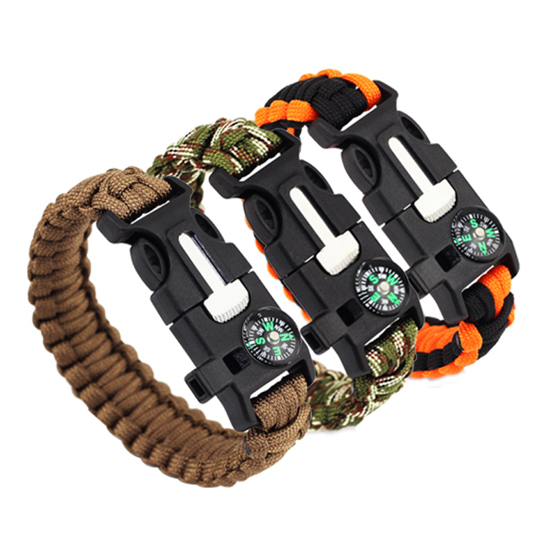 Camping Emergency Life-saving Compass Seeking bracelet field Fire Bracelet Flintstones Wristband