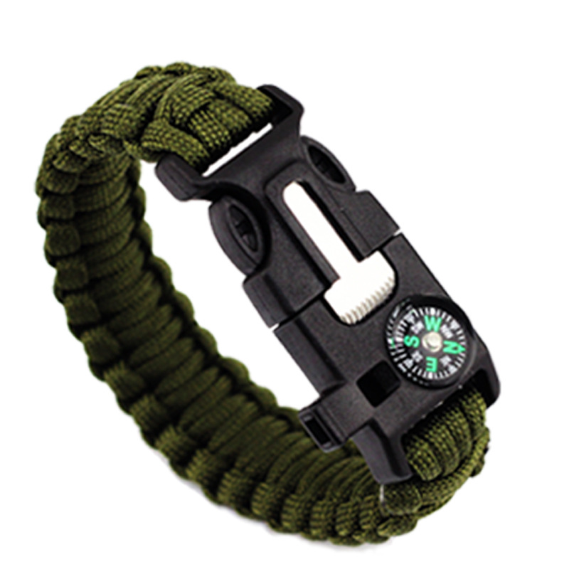Camping Emergency Life-saving Compass Seeking bracelet field Fire Bracelet Flintstones Wristband