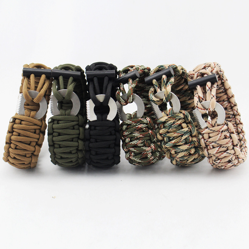 Seven core Umbrella rope Bracelet   Multifunction Flintstones Camping Wristband Outdoor Survive