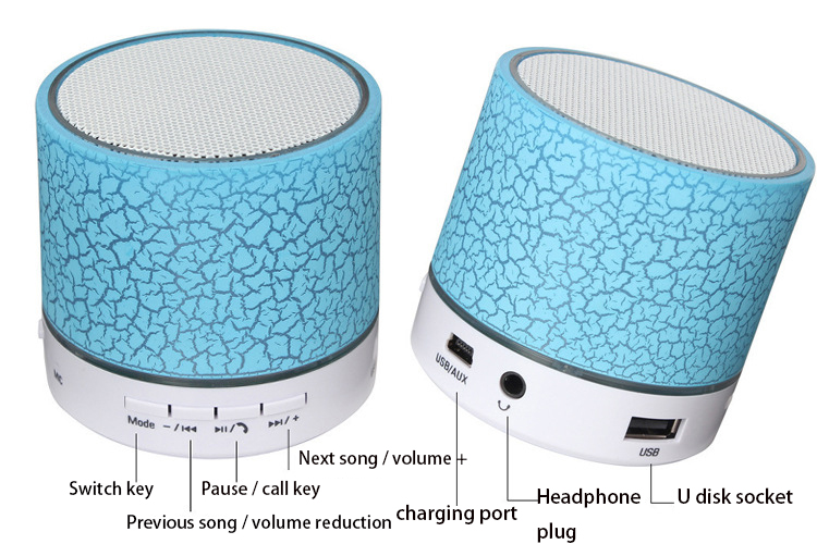 Bluetooth Speaker crack Bluetooth Sound Mp3 card Play   FM radio Mini Bluetooth Small steel gun
