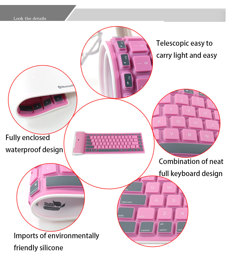 Mobile Phone Flat Computer General Wireless Bluetooth Waterproof Foldable Silica Gel Soft keyboard