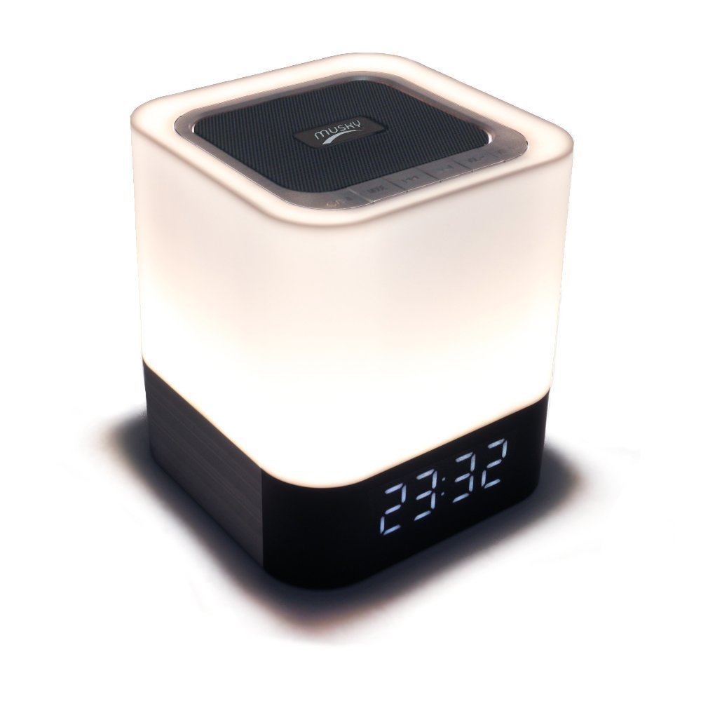 Wireless Bluetooth Speaker Portable Touch Led Alarm Clock Card Table Lamp Sound Bluetooth Bass