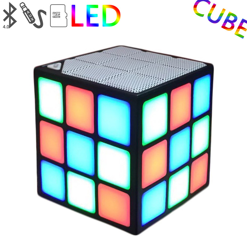 Cube Bluetooth Speaker Card bass Creative wireless Portable outdoor Colorful LED sound